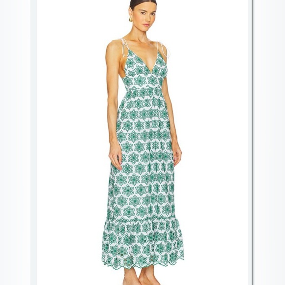 Sundress Louve Embroidered Green Maxi Dress - Picture 1 of 3